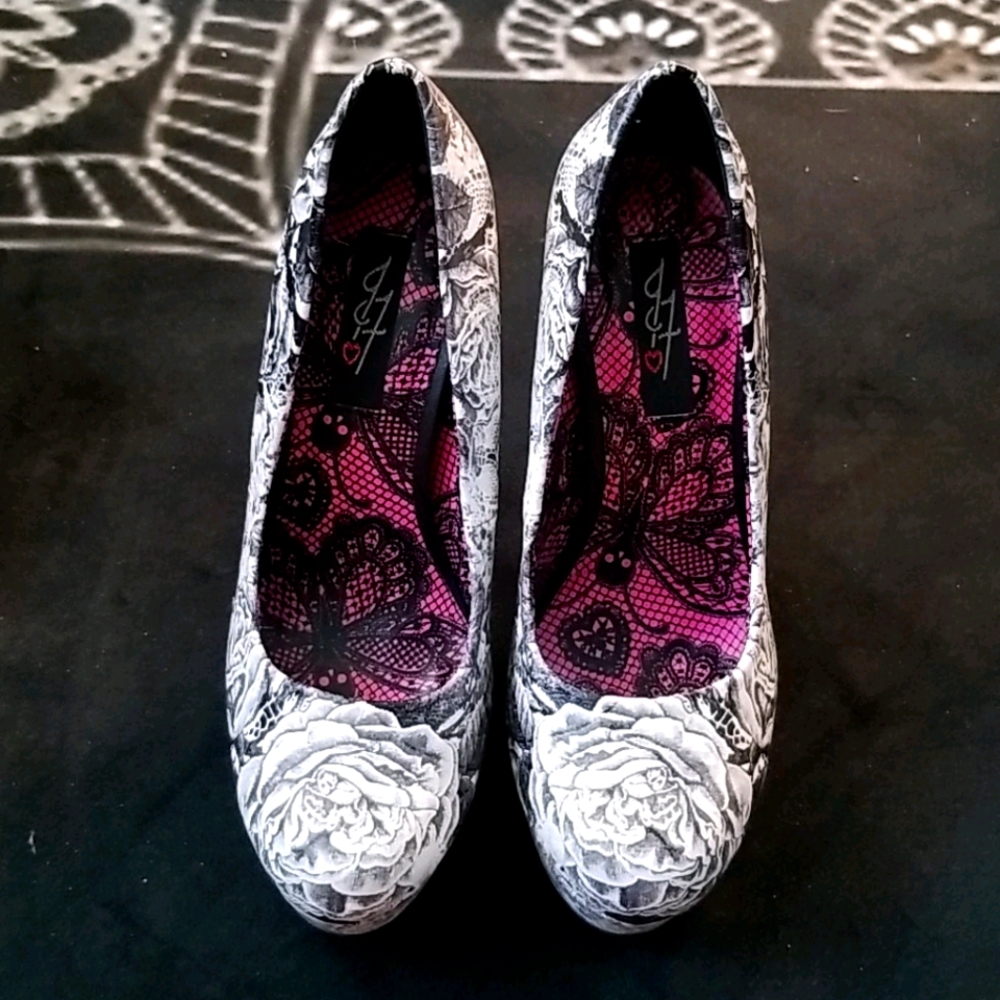 Iron Fist Rose Lace Platform Heels